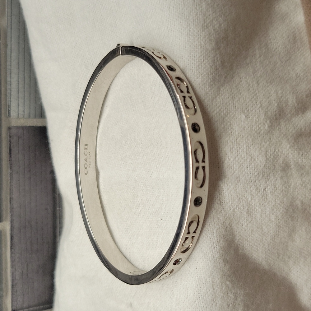 Coach Silver Kissing C Hinged Bangle